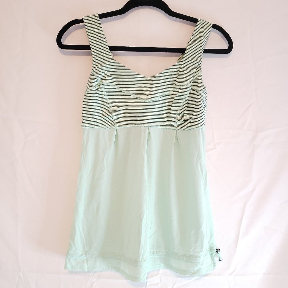 Lululemon Elevate Tank top Mint Green Black Stripes Size 6 Workout Athleisure